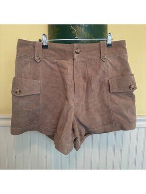 Blanknyc Tan Suede Cargo Shorts With Button Pockets Size 31 / 12